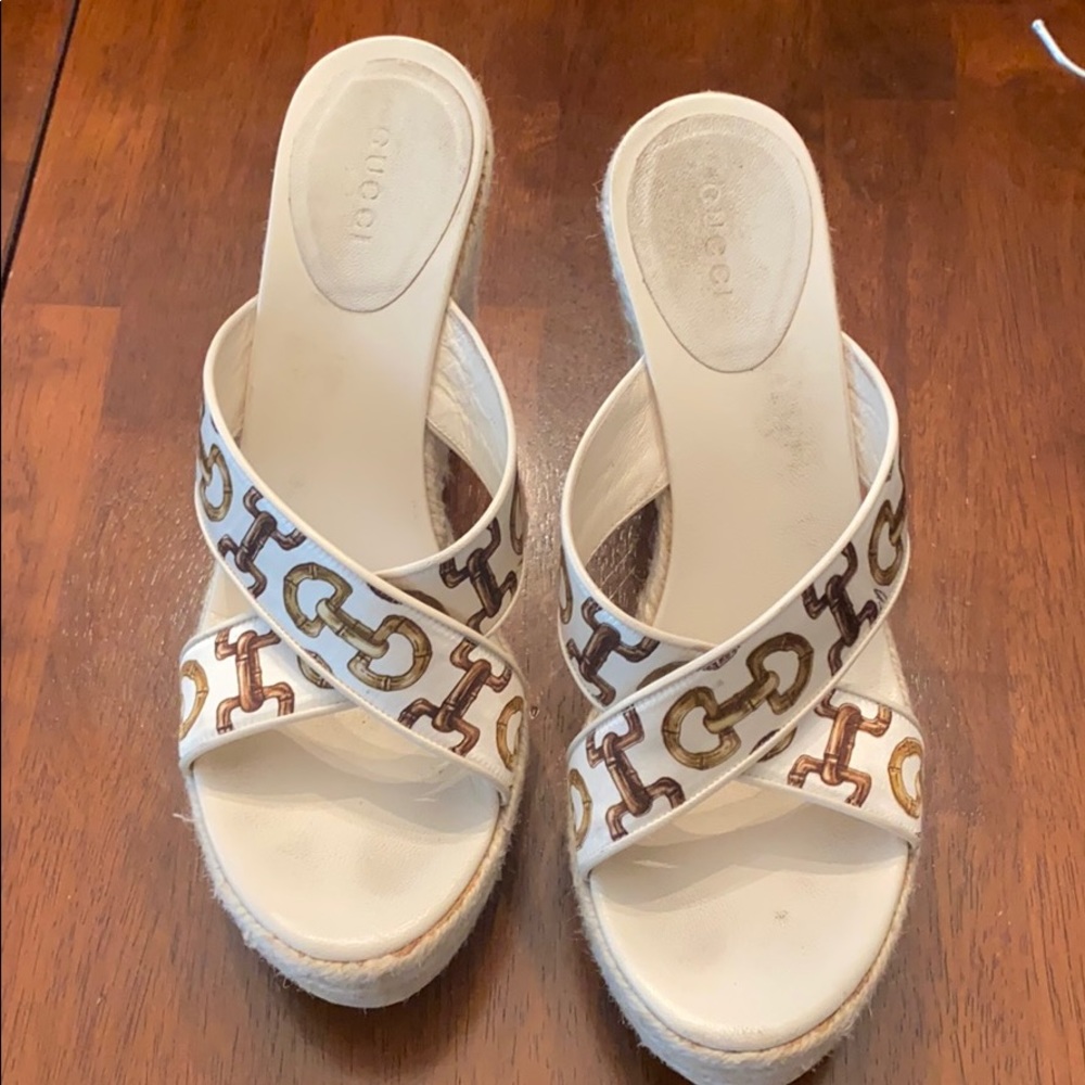Gucci wedge sandal cream